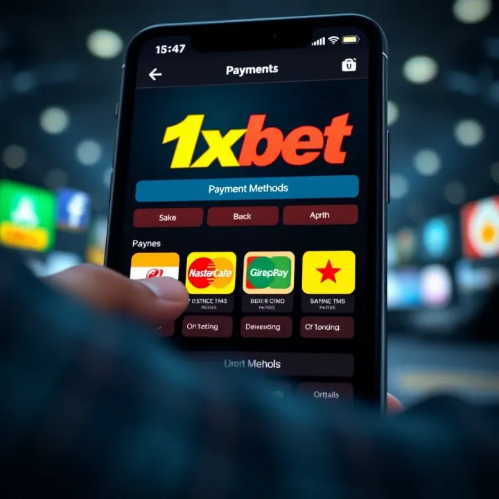Secure payment options on mobile showcasing various digital wallets and banking methods supported by 1xbet