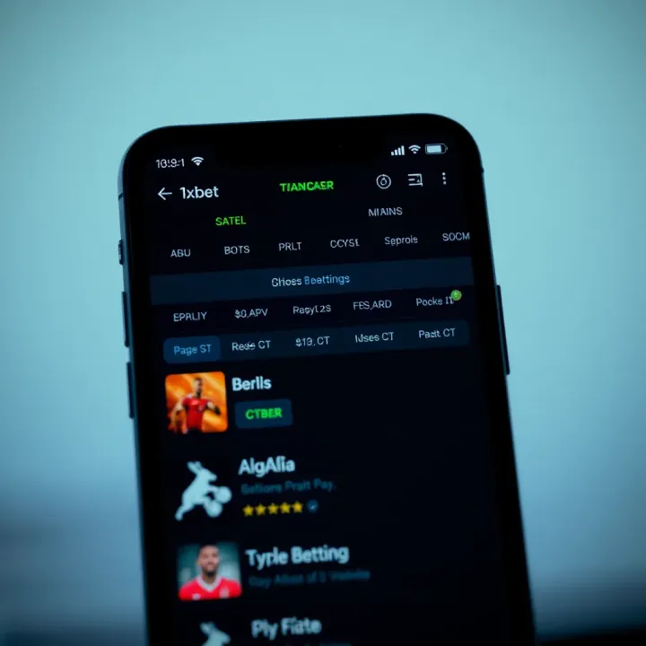 User interface of the 1xbet India app showing betting options and navigation menu