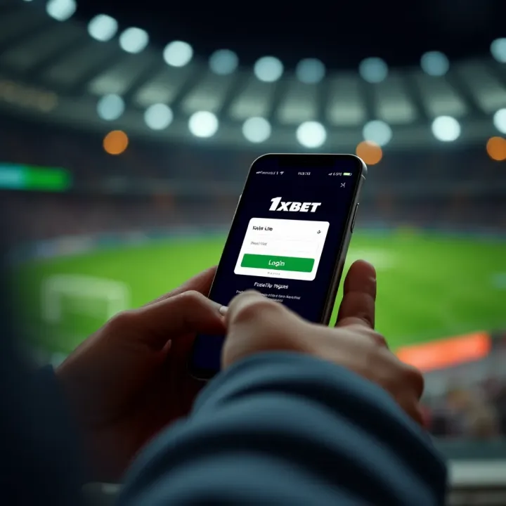 Mobile device displaying the 1xbet mobile lite login screen with easy navigation features