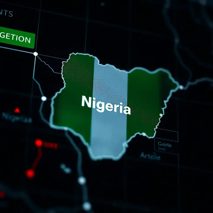 Illustration of a digital map highlighting Nigeria with a focus on adjusting regional settings