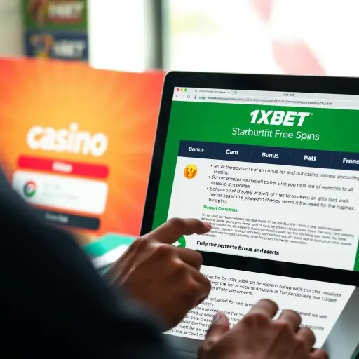 User interacting with an online casino registration form alongside a display of bonus terms and conditions