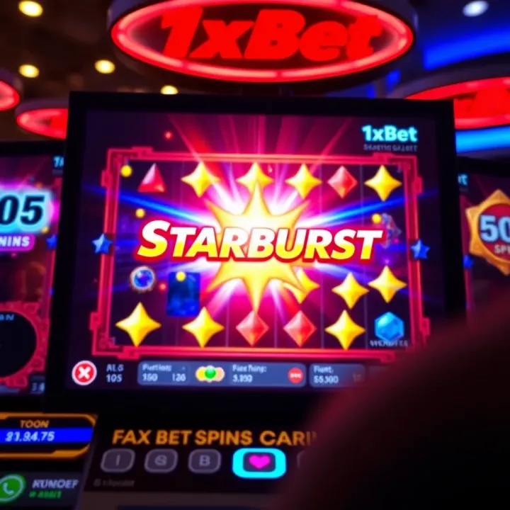 Exciting Starburst slot game interface glowing with vibrant colors and sparkling gems on a digital casino screen