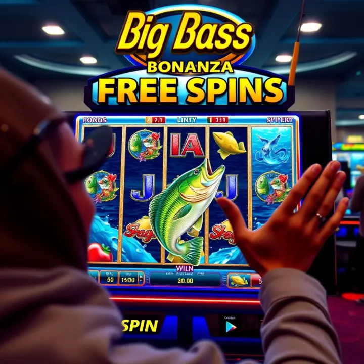 User enjoying free spins feature on Big Bass Bonanza game with water and fishing icons