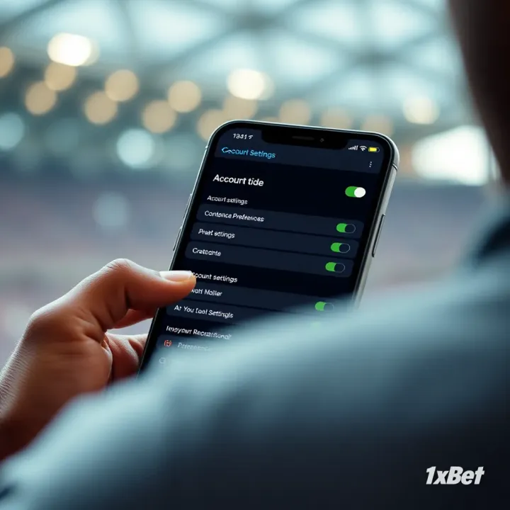 User navigating 1xBet account settings on a mobile device to update country preferences