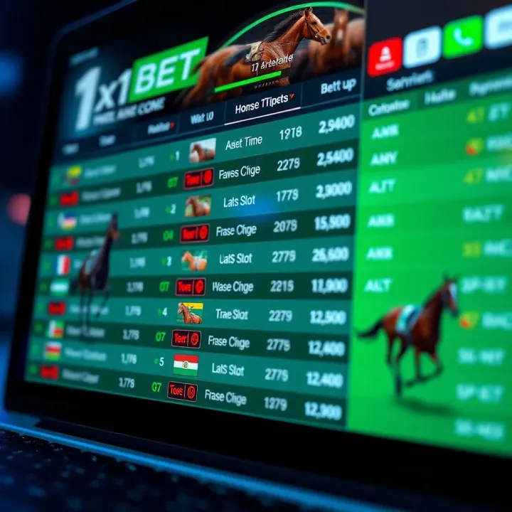 Close-up view of a digital betting platform interface showcasing horse race betting options in Nigeria
