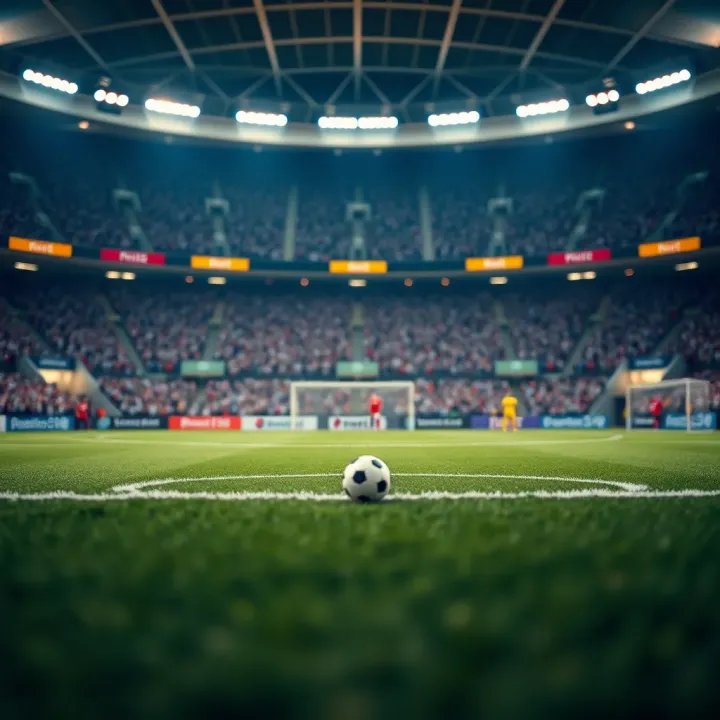 Football pitch showing team formations and tactical movements during a match