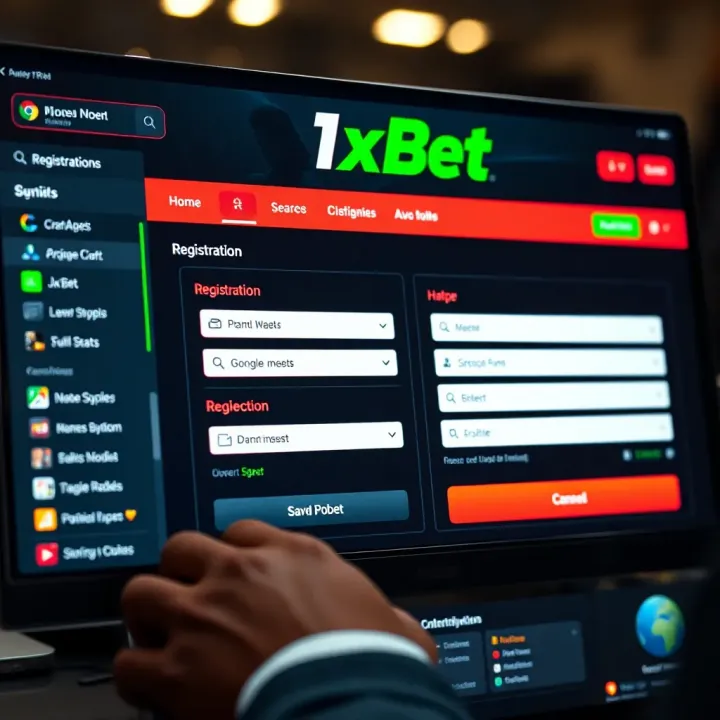 User filling out registration form on 1xBet platform in Nigeria