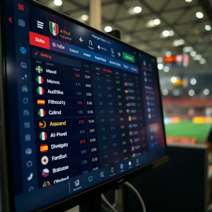A live sports betting interface showing dynamic odds and match updates on a digital screen