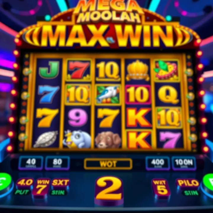 Mega Moolah Max Win slot game screen showing jackpot values and vibrant game symbols