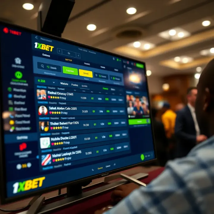 Dashboard displaying live betting odds on various sports events at 1xBet platform