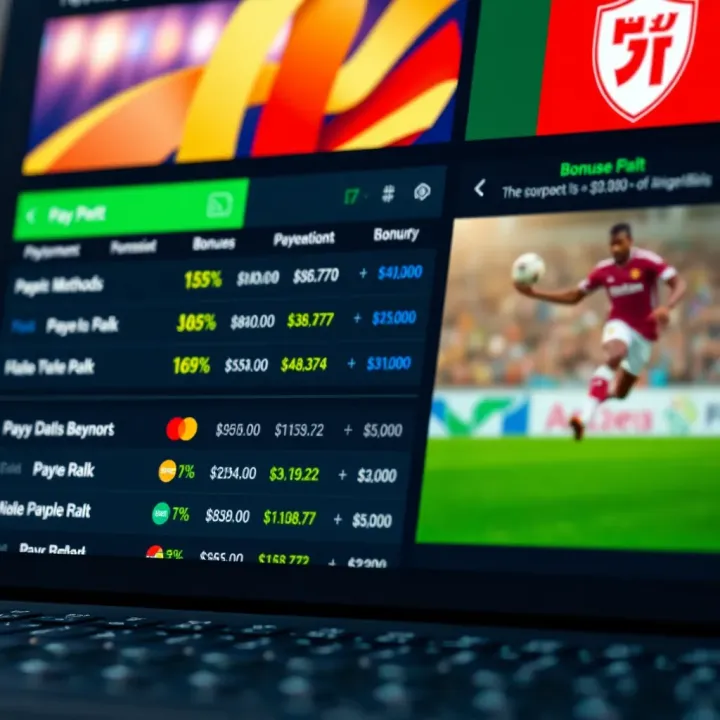 Visual representation of payment options and bonuses available on betting sites