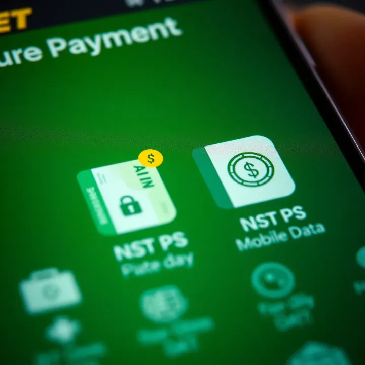 Visual depiction of secure payment methods on 1xBet Nigeria app including naira currency and mobile data usage icons