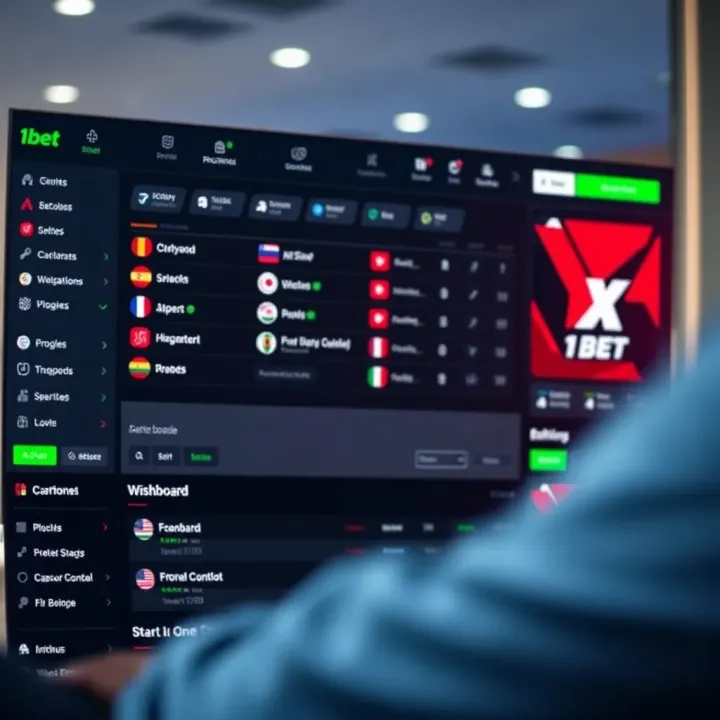 Dashboard showing various sports betting options on 1xBet Pro platform