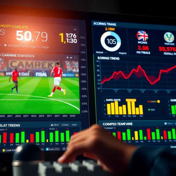 Football statistics and charts analyzing team performance and scoring trends