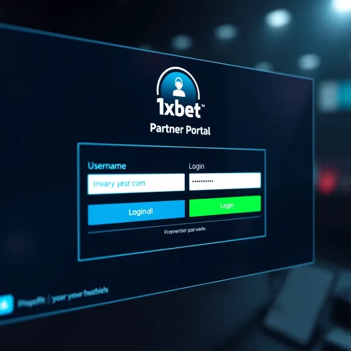 Secure login interface of the 1xbet partner portal with username and password fields