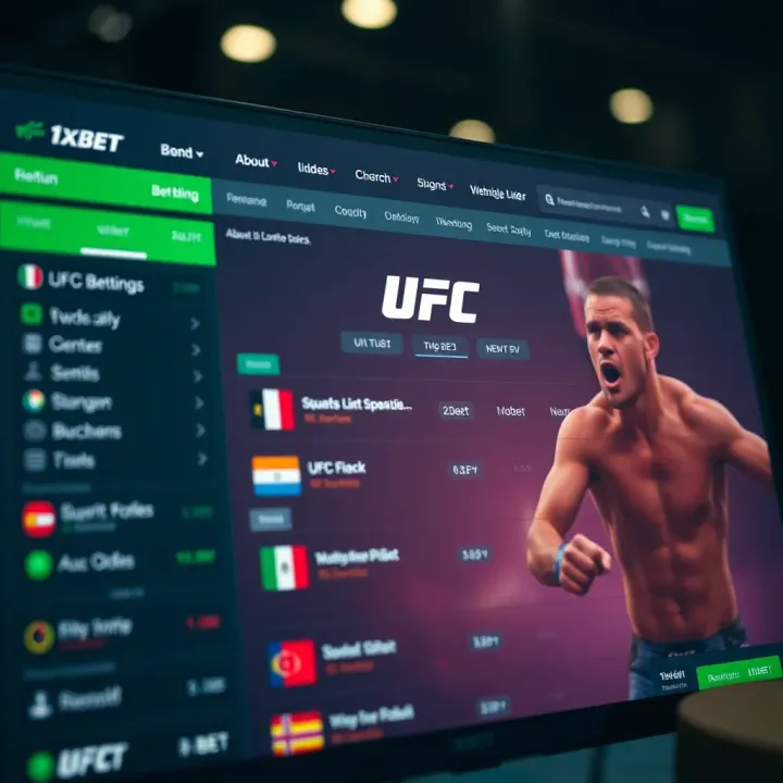 1xBet online sportsbook platform showcasing UFC betting options and odds