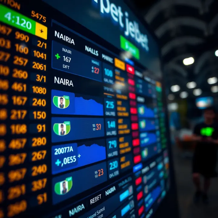 Digital interface displaying sports betting odds with Nigerian naira currency symbols